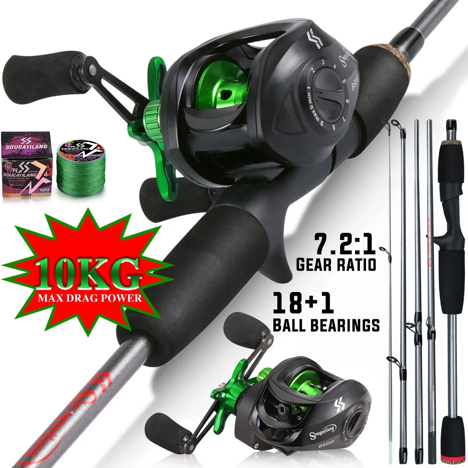 Canna da pesca Sougayilang com - Conventional Reel recensione e prezzo